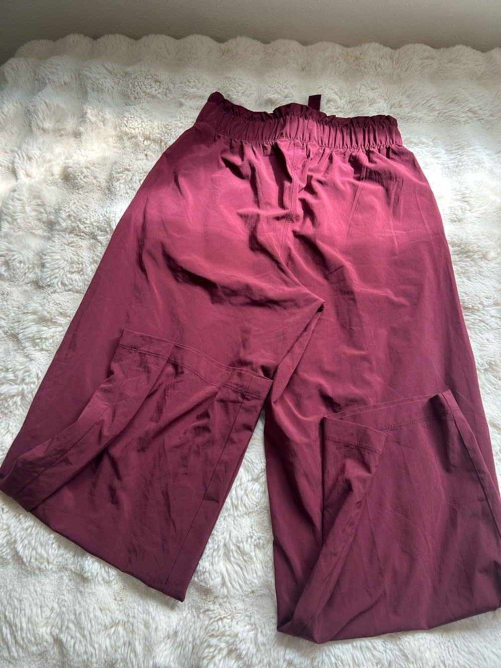 JoyLab Wide-Leg Paperbag Waist Pants in Burgundy - Picture 4 of 7